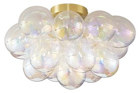Candeeiro de Teto Design Latão com Vidro Arco-Íris 4 Luzes - Uvas Design