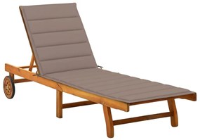 vidaXL Espreguiçadeira de jardim com almofadão madeira acácia maciça
