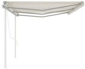 Toldo retrátil automático com postes 6x3,5 m cor creme