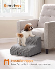 Escada para cães em espuma resistente à água 40 x 40 x 30 cm, com dois degraus, Cinzento