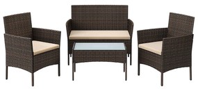 Conjunto de mobiliário de jardim em polirattan com lounge | SONGMICS | 104 x 54,5 x 85 cm | castanho|taupe | GGF004K05.