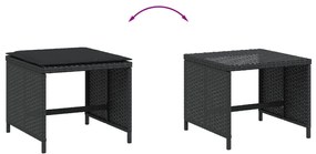 Bancos de jardim com almofadões 4 pcs 41x41x36 cm vime PE preto