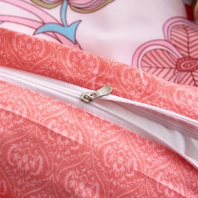 Conjunto capa edredão 200x220/80x80cm floral/riscas rosa