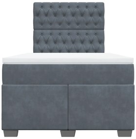 Cama boxspring com colchão 120x200 cm veludo cinzento-escuro