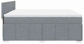 Cama com molas/colchão 200x200 cm tecido cinza-claro
