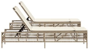 Espreguiçadeiras com almofadões 2 pcs vime PE bege