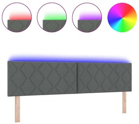 Cabeceira LED Design Blocos de Diamante Cinza Escuro 180 cm Tecido