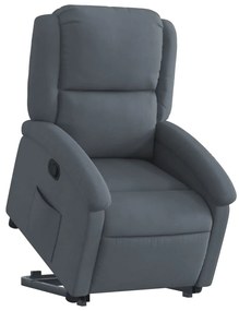 Poltrona reclinável elevatória veludo cinzento-escuro