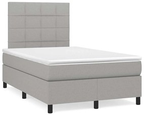 Cama box spring c/ colchão e LED 120x190 cm tecido cinza-claro