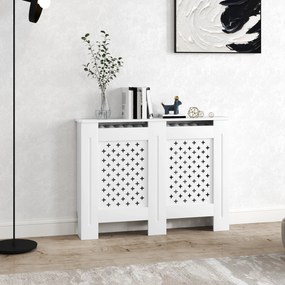 Cobertura de Radiador de Grelha Cruzada, 112 x 19 x 81,5 cm, Montagem de Parede, Branco