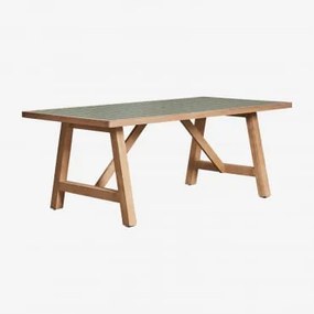 Mesa De Jardim Retangular Em Madeira De Acácia Dubai Verde Escuro & 200 X 100 Cm - Sklum