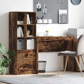 vidaXL Mesa com Armazenamento 2 pcs Carvalho Defumado 90 x 40 x 76 cm