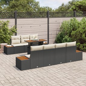 Conjunto de Sofás para Jardim vidaXL com 8 Peças e Almofadas Rattan Pr
