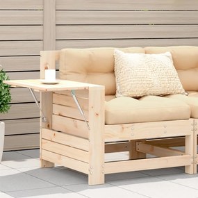vidaXL Banco de jardim c/ apoio de braços e mesa de apoio pinho maciço