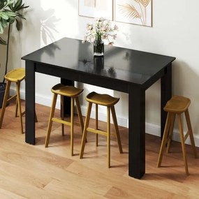 Mesa de jantar extensível Mesa de cozinha moderna com tampo ajustável Pernas em forma de L 110 KG Carga 158 x 70 x 76 cm Preto