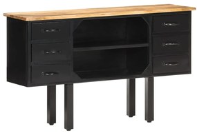 Aparador 110x30x65 cm madeira de mangueira áspera maciça e aço