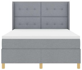 Cama Box com Colchão e Luz LED Cinza Claro 140x200 cm Tecido