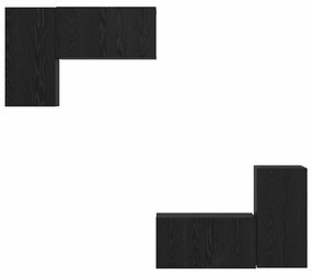 Conjunto de Cabine de TV 4 pcs Carvalho Preto 60 x 30 x 30 cm