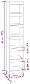 Estante/divisória 40x30x198 cm cor sonoma cinza