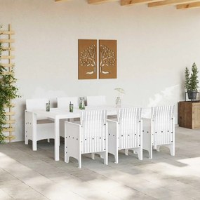 Conjunto de Jantar de Jardim 7 pcs Branco 200 x 100 x 73 cm