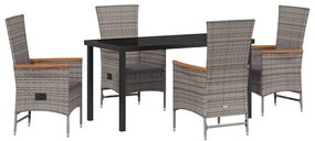 Cadeiras Exteriores com almofada 5 pcs Cinzento Cinza Escuro