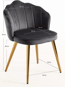 Cadeira Blume Gold Veludo - Cinza escuro