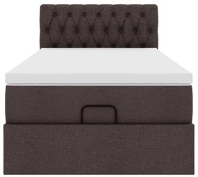 Cama otomana com colchão 90x200 cm tecido castanho escuro
