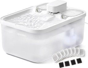 Beberouro para gatos 28,7 x 19,3 x 17,3 cm, 4,5 L, silencioso, com 12 filtros branco