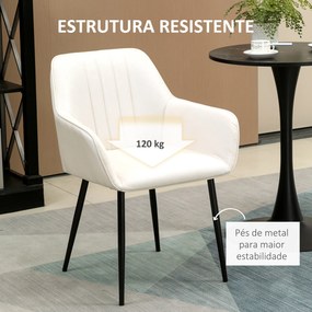 Conjunto de 2 Cadeiras de Sala de Jantar Estofadas em Linho com Encosto e Pés de Metal 59,5x56,5x81 cm Bege Claro