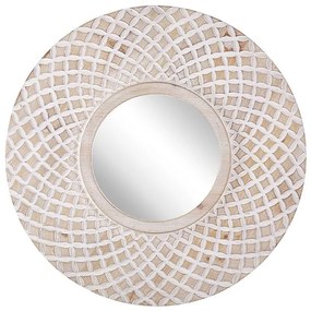 Espelho de parede com moldura castanho claro ø 60 cm POMARO Beliani