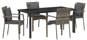 Conjunto de Cadeiras de Jardim 5 pcs Cinzeto 160 x 80 x 73 cm