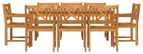 Conjunto de Jantar para Jardim 9 pcs Castanho 180 x 90 x 75 cm