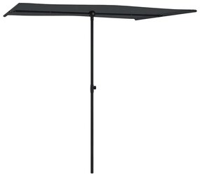 Guarda-sol de jardim com poste de alumínio 2x1,5 m preto
