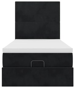 Estrutura de cama otomana vidaXL com colchões preto 100x200cm Veludo
