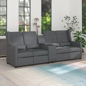 vidaXL Sofá reclinável 4 lugares c/ suporte copos tecido cinza-escuro