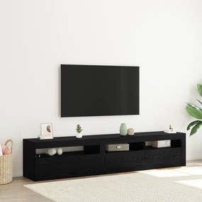 Gabinetes de TV vidaXL 2 pcs com Luzes LED Carvalho Preto Madeira Engenharia