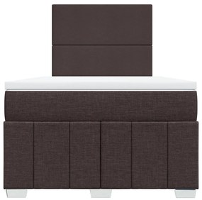 Cama boxspring com colchão 120x190 cm tecido castanho-escuro