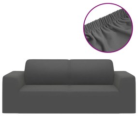 Capa de sofá elástica 2 lugares jersey de poliéster antracite