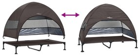 Cama Elevada para Cães com Toldo Removível Marrom XL Aço