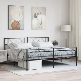 vidaXL Estrutura de cama com cabeceira e pés 200x200 cm metal preto