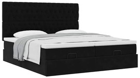 Estrutura de cama otomana com colchões 160x200 cm veludo preto