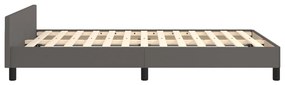 Estrutura cama c/ cabeceira 120x200cm couro artificial cinzento