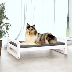 Cama para cães 95,5x65,5x28 cm madeira de pinho maciça branco