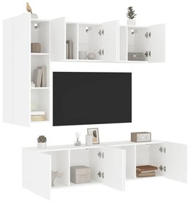 vidaXL 5 pcs móveis de parede p/ TV derivados de madeira branco