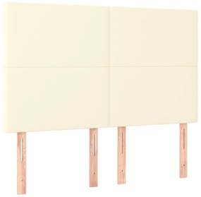 Cabeceira cama c/ LED 144x5x118/128 cm couro artificial crème