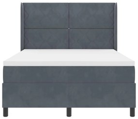 Cama Box com Colchão e LED vidaXL Cinza Escuro 140x200 cm Veludo