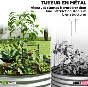 Floreira elevada em aço galvanizado com borda de borracha 181 x 93 x 30 cm prateado