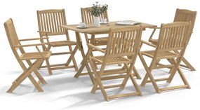 7 pcs conjunto de jantar para jardim madeira de acácia maciça