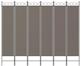 Divisória/biombo com 6 painéis 240x200 cm tecido antracite