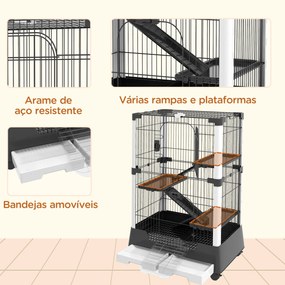 PawHut Gaiola para Animais Pequenos com Rodas 114x75x50 cm Gaiola para